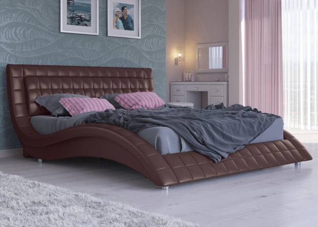 Кровать Атлантико, цвет: Экокожа Коричневая Кровать Атлантико, цвет: Экокожа Коричневая
