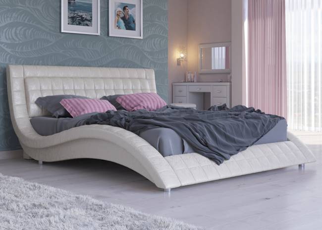 Кровать Атлантико, цвет: Экокожа Жемчуг Кровать Атлантико, цвет: Экокожа Жемчуг