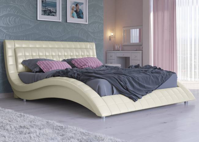 Кровать Атлантико, цвет: Молочный перламутр экокожа Кровать Атлантико, цвет: Молочный перламутр экокожа