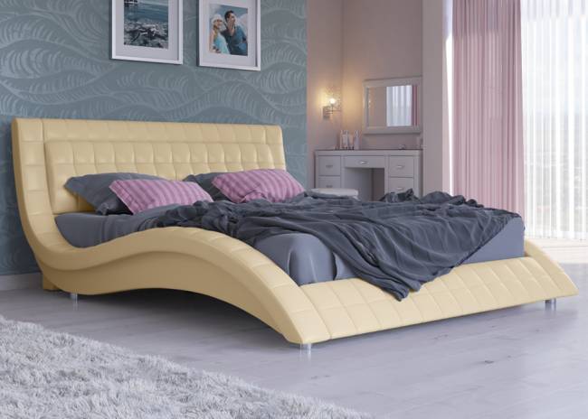 Кровать Атлантико, цвет: Экокожа Бежевая Кровать Атлантико, цвет: Экокожа Бежевая