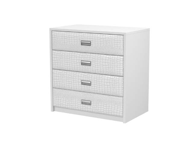 Комод Como/Veda (4 ящика), цвет: ЛДСП Белый/Экокожа Кайман Белый