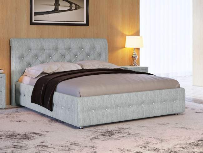 Кровать Life 4, цвет: Глазго Серый со стразами Кровать Life 4, цвет: Глазго Серый со стразами