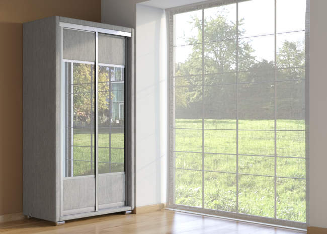 Шкаф купе 2-ух дв. Orma Soft 2 (2 зеркала), цвет: Глазго Серый