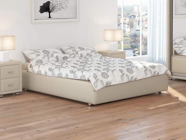 Кровать Como 1 Base, цвет: Экокожа Жемчуг