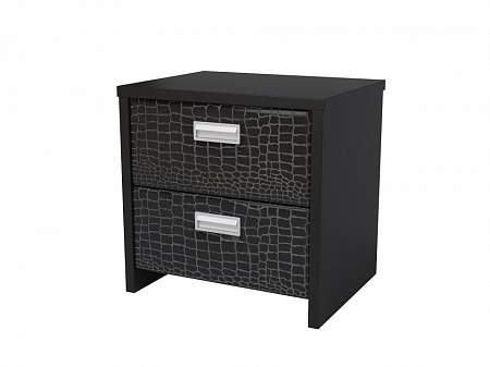 Тумба Como/Veda (2 ящика), цвет: ЛДСП Черный/Экокожа Кайман Черный