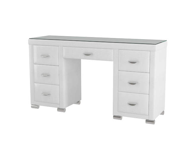 Туалетный стол OrmaSoft 2 (7 ящиков), цвет: Экокожа Кайман Белый Туалетный стол OrmaSoft 2 (7 ящиков), цвет: Экокожа Кайман Белый