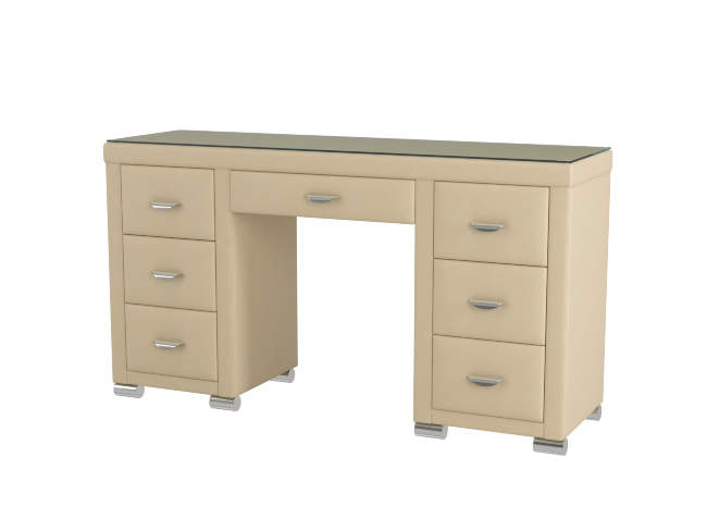 Туалетный стол OrmaSoft 2 (7 ящиков), цвет: Экокожа Бежевый Туалетный стол OrmaSoft 2 (7 ящиков), цвет: Экокожа Бежевый