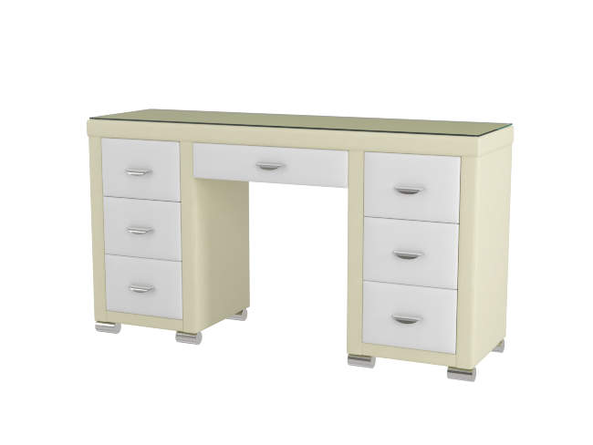 Туалетный стол OrmaSoft 2 (7 ящиков), цвет: Экокожа Кремовый/Белый Туалетный стол OrmaSoft 2 (7 ящиков), цвет: Экокожа Кремовый/Белый