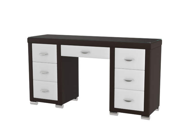Туалетный стол OrmaSoft 2 (7 ящиков), цвет: Экокожа Коричневый/Белый Туалетный стол OrmaSoft 2 (7 ящиков), цвет: Экокожа Коричневый/Белый