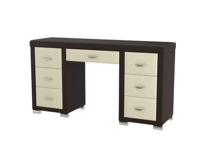 Туалетный стол OrmaSoft 2 (7 ящиков), цвет: Экокожа Коричневый/Кремовый Туалетный стол OrmaSoft 2 (7 ящиков), цвет: Экокожа Коричневый/Кремовый