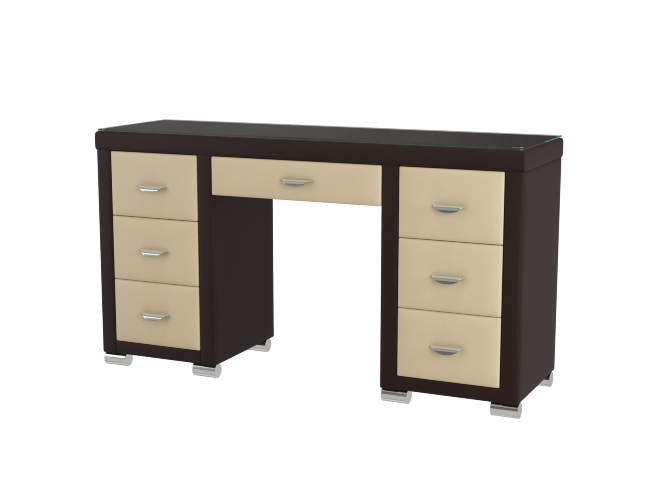 Туалетный стол OrmaSoft 2 (7 ящиков), цвет: Экокожа Коричневый/Бежевый Туалетный стол OrmaSoft 2 (7 ящиков), цвет: Экокожа Коричневый/Бежевый