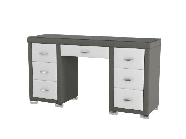 Туалетный стол OrmaSoft 2 (7 ящиков), цвет: Экокожа Серый/Белый Туалетный стол OrmaSoft 2 (7 ящиков), цвет: Экокожа Серый/Белый