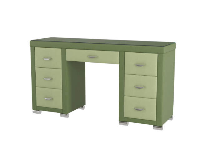 Туалетный стол OrmaSoft 2 (7 ящиков), цвет: Экокожа Олива/Зеленое яблоко Туалетный стол OrmaSoft 2 (7 ящиков), цвет: Экокожа Олива/Зеленое яблоко